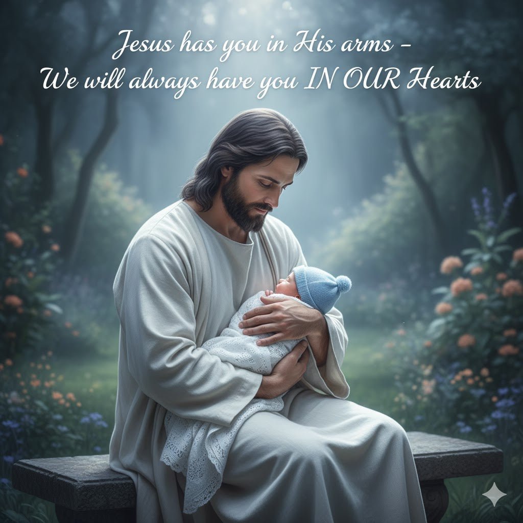 Stillborn/Miscarriage Memorial Portrait: Jesus Holding Baby – Infant Loss Keepsake - Gilded Age Store