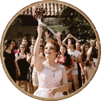Bouquet Toss Photo Wood Slice Keepsake